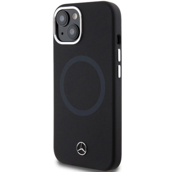 Etui Mercedes Silicone Bicolor MagSafe na iPhone 15 - czarne