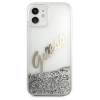 Etui Guess Glitter Vintage Script na iPhone 12 mini - srebrne