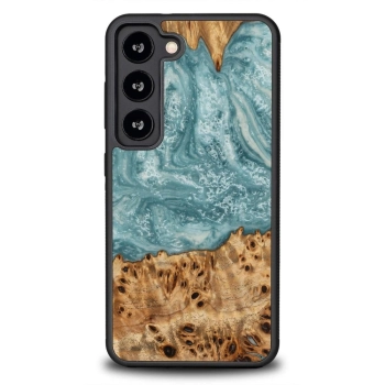 Etui z drewna i żywicy na Samsung Galaxy S23 Bewood Unique Uran - niebiesko-białe