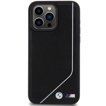 Etui BMW Perforated Twisted Line MagSafe na iPhone 15 Pro - czarne