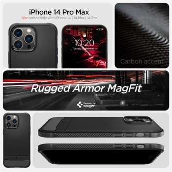 Etui Spigen Rugged Armor Mag z MagSafe na iPhone 14 Pro Max - czarny mat