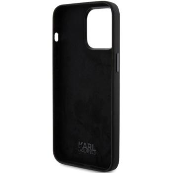Etui Karl Lagerfeld Silicone Choupette Metal Pin na iPhone 15 Pro - czarne
