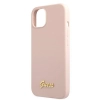 Etui Guess Silicone Script Gold Logo MagSafe na iPhone 13 - jasnoróżowe