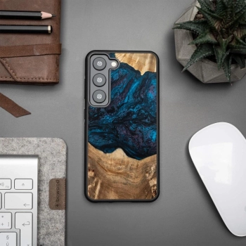 Etui z drewna i żywicy na Samsung Galaxy S23 Bewood Unique Neptun - granatowo-czarne