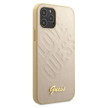 Etui Guess Iridescent Love Script Gold Logo na iPhone 12 Pro Max - złote