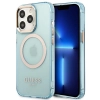 Etui Guess Gold Outline Translucent MagSafe na iPhone 13 Pro Max - niebieskie