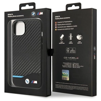 Etui BMW Leather Carbon na iPhone 13 - czarne