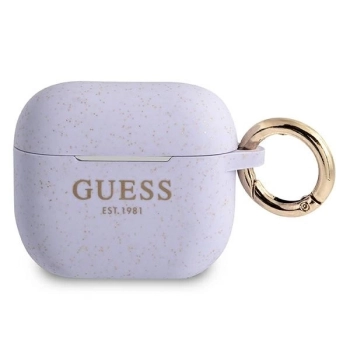 Etui Guess Silicone Glitter na AirPods 3 - purpurowe