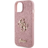 Etui Guess Glitter Script Big 4G na iPhone 15 - różowe