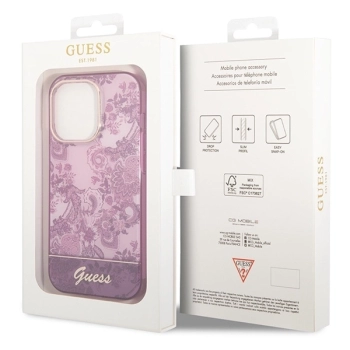 Etui Guess Porcelain Collection na iPhone 14 Pro - fuksjowe