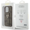 Etui Guess Grip Stand 4G Triangle Strass na iPhone 15 Pro - brązowe