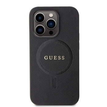 Etui Guess Saffiano MagSafe do iPhone 15 Pro - czarne