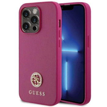Etui Guess Strass Metal Logo do iPhone 15 Pro - różowe