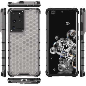 Honeycomb etui pancerny pokrowiec z żelową ramką Samsung Galaxy S22 Ultra przezroczysty