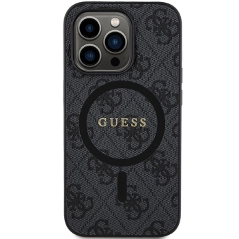 Etui Guess 4G Collection Leather Metal Logo MagSafe na iPhone 14 Pro Max - czarne
