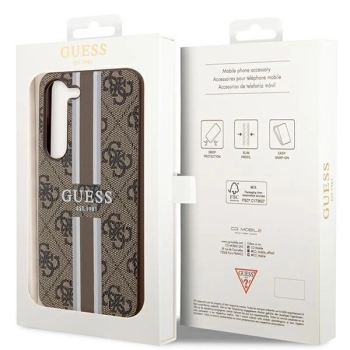 Etui Guess 4G Printed Stripes na Samsung Galaxy S23+ - brązowe
