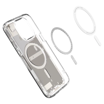 Etui Spigen Ultra Hybrid Mag z MagSafe na iPhone 15 Pro Max - tytan naturalny (wzór Zero One)