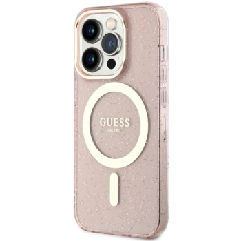 Etui Guess Glitter Gold MagSafe na iPhone 14 Pro Max - różowe