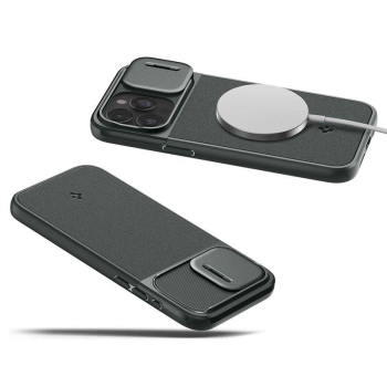 Etui Spigen Optik Armor Mag z MagSafe na iPhone 15 Pro - ciemnozielone