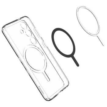 Etui Spigen Crystal Hybrid OneTap Ring z MagSafe na Samsung Galaxy S24 - przezroczysto-białe