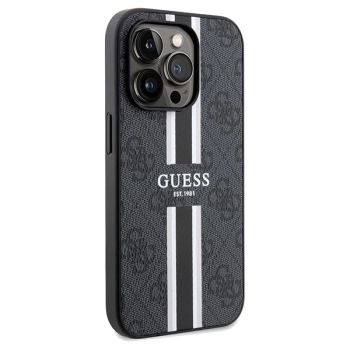 Etui Guess 4G Printed Stripes MagSafe na iPhone 15 Pro - czarne