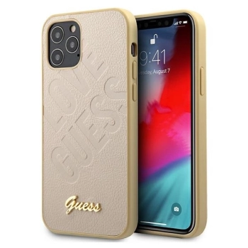 Etui Guess Iridescent Love Script Gold Logo na iPhone 12 Pro Max - złote