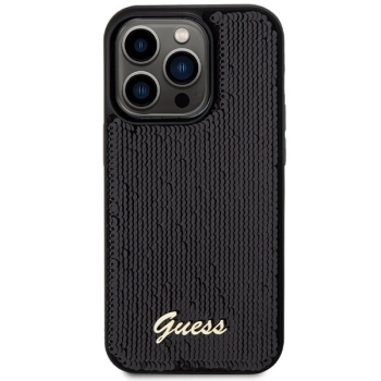 Etui Guess Sequin Script Metal na iPhone 13 Pro Max - czarne