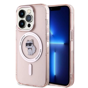Etui Karl Lagerfeld IML Choupette MagSafe na iPhone 14 Pro - różowe