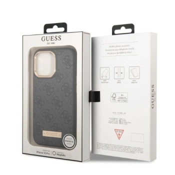 Etui Guess 4G Logo Plate MagSafe na iPhone 13 Pro Max - czarne