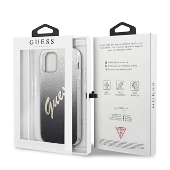 Etui Guess Glitter Gradient Script na iPhone 12 Pro Max - czarne