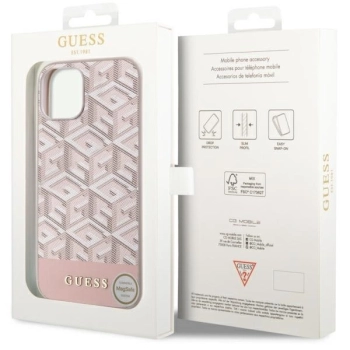 Etui Guess GCube Stripes MagSafe na iPhone 14 Plus - różowe