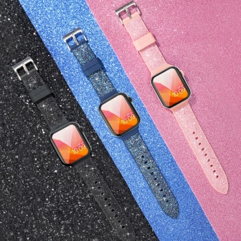 Kingxbar Crystal Fabric Band pasek bransoletka do Watch 6 / SE / 5 / 4 / 3 / 2 (40mm / 38mm) silikonowy pasek kryształowa opaska niebieski