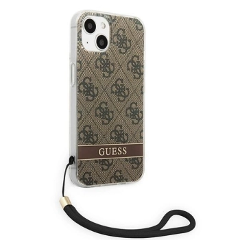 Etui Guess 4G Print Strap na iPhone 14 - brązowe