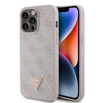 Etui Guess Leather 4G Diamond Triangle do iPhone 15 Pro Max - różowe
