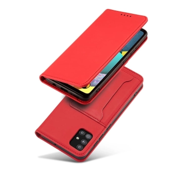 Magnet Card Case etui do Samsung Galaxy A52 5G pokrowiec portfel na karty kartę podstawka czerwony