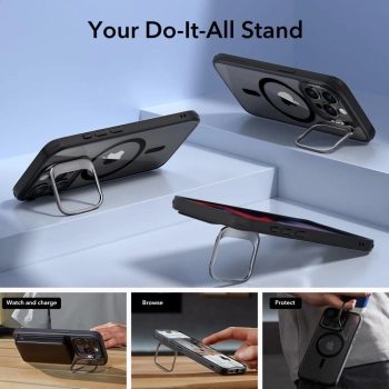 Etui ESR Classic Kickstand Halolock z MagSafe na iPhone 15 Pro - przezroczysto-czarne