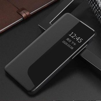 Eco Leather View Case elegancki futerał etui z klapką i funkcją podstawki Huawei P40 Lite E czarny