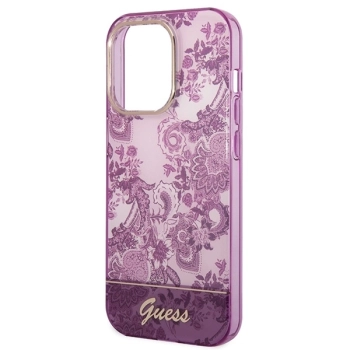 Etui Guess Porcelain Collection na iPhone 14 Pro - fuksjowe