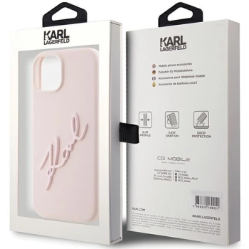 Etui Karl Lagerfeld Silicone Karl Script na iPhone 15 - różowe