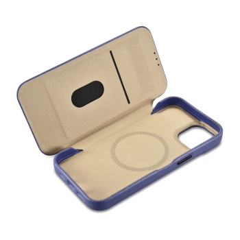 iCarer CE Premium Leather Folio Case skórzane etui iPhone 14 Plus z klapką magnetyczne MagSafe jasnofioletowy (WMI14220715-LP)