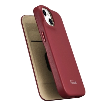 iCarer CE Premium Leather Folio Case skórzane etui iPhone 14 Plus z klapką magnetyczne MagSafe czerwony (WMI14220715-RD)