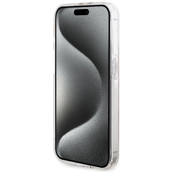 Etui Guess IML 4G Gold Stripe na iPhone 15 Pro - różowe