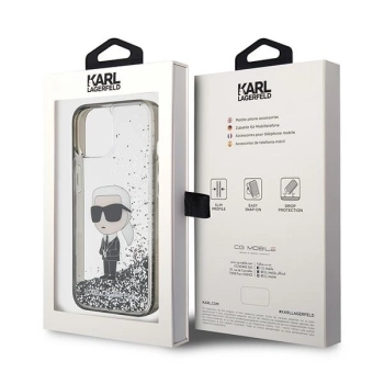 Etui Karl Lagerfeld Liquid Glitter Ikonik do iPhone 15 - przezroczyste