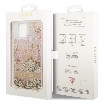 Etui Guess Paisley Liquid Glitter na iPhone 14 Plus - złote