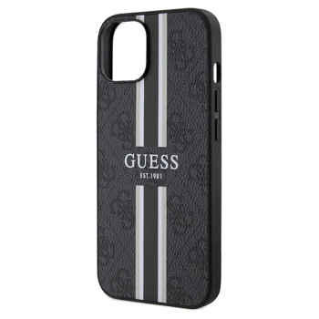 Etui Guess 4G Printed Stripes MagSafe na iPhone 15 / 14 / 13 - czarne