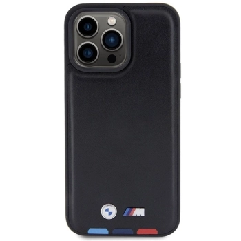 Etui BMW Leather Stamp Tricolor do iPhone 15 Pro Max - czarne