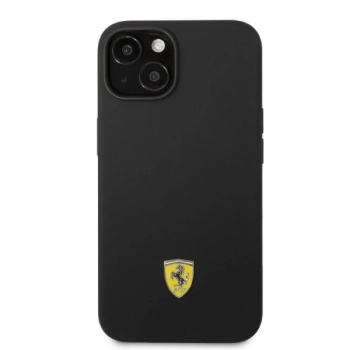 Etui Ferrari Silicone Metal Logo Magsafe na iPhone 14 - czarne