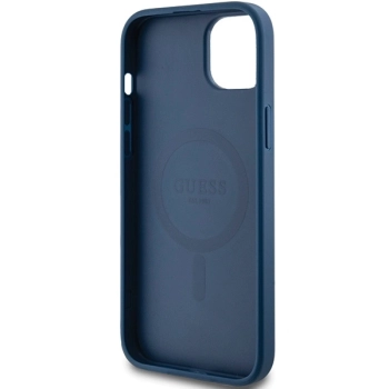 Etui Guess 4G Collection Leather Metal Logo MagSafe na iPhone 15 / 14 / 13 - niebieskie