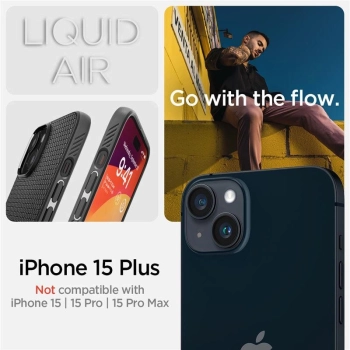 Etui Spigen Liquid Air na iPhone 15 Plus - czarny mat