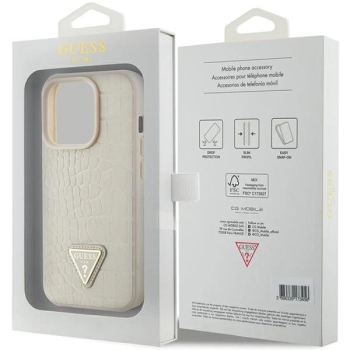 Etui Guess Croco Triangle Metal Logo do iPhone 15 Pro Max - złote